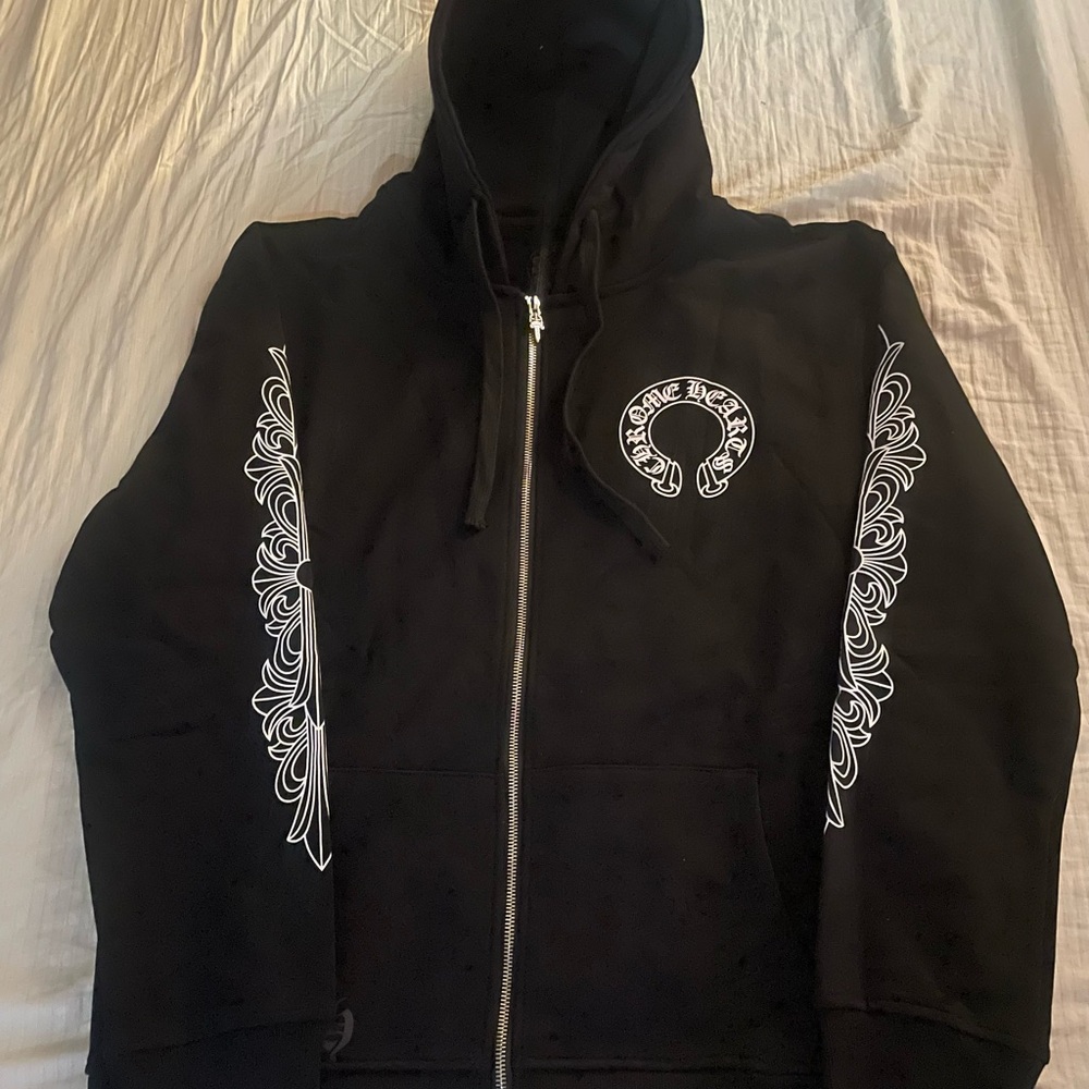 Black and White Chrome Hearts Horseshoe Jacket Hoodie